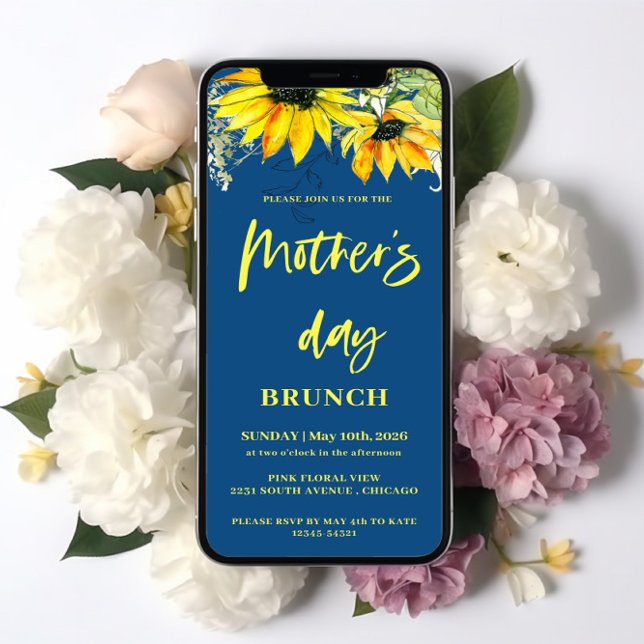 Solros Mors dag Brunch Digital Inbjudningar (Skapare uppladdad)