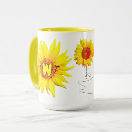 Solros Mugg | Monogram Mugg & Personlig Namn