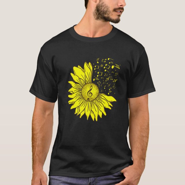 Solros Musical Instrument Musik noter Flower M T Shirt (Framsida)