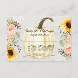Solros n Rosa Blommig Rustik Pumpa Trä RSVP Inbjudningar