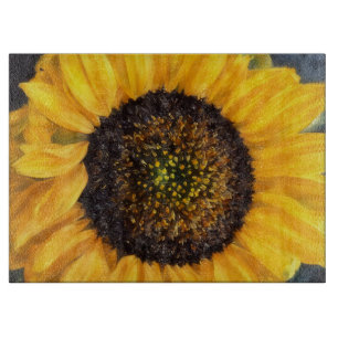 Solros Närbild Blommig Konst Glas