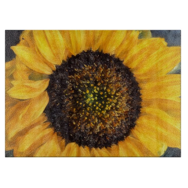 Solros Närbild Blommig Konst Glas (Framsidan)