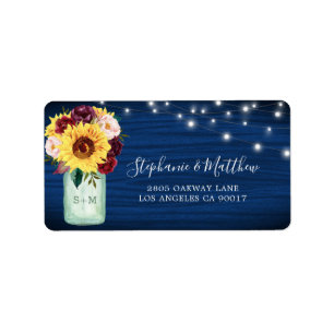Solros Navy Blue Mason Burk Ljus Adress Adressetikett