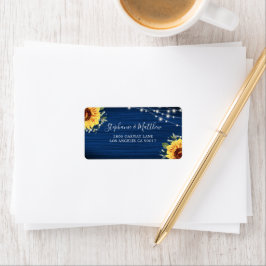 Solros Navy Blue Wood Adress Adressetikett