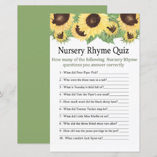 Solros Nursery Rhyme Quiz baby shower spel