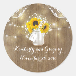 Solros och babyns andedräkt Rustic Mason Burk Runt Klistermärke