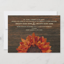 Solros och Barnwood Rustic Wedding bjudande Inbjudningar