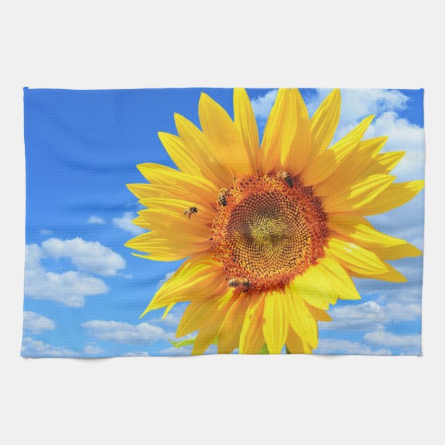 Solros och bin Kitchen Towel Kökshandduk (Horisontell)