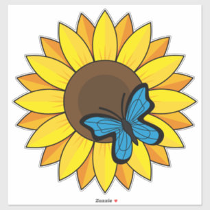 Solros och blå fjäril klistermärken