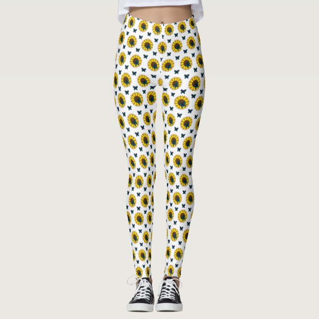 Solros och blå fjäril leggings (Framsida)