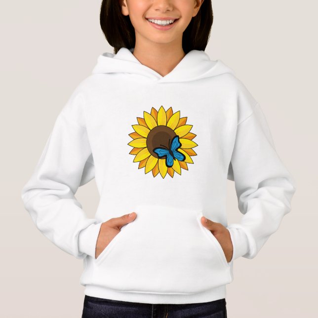 Solros och blå fjäril t shirt (Framsida)