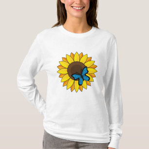 Solros och blå fjäril t shirt