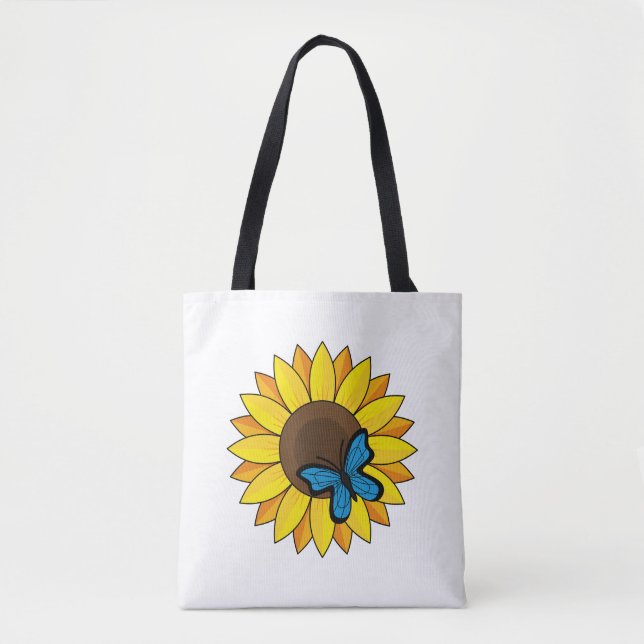 Solros och blå fjäril tygkasse (Framsida)