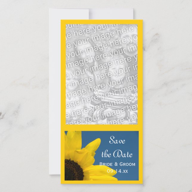 Solros och Blå himmel Bröllop spara datum Datumet (Framsida)