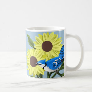 Solros- och blåskrikamugg kaffemugg