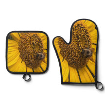 Solros och Bumblebee Oven Mitt set