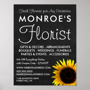 Solros och Chalkboard, Floristry Advertising Poster