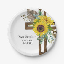 Solros och eukalyptus Boho Baptism Papper plåt