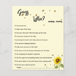 Solros och fjäril Baby Shower Gissa vem som spelar