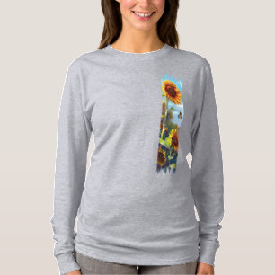 Solros och fjäril, brushstroke-färg t shirt