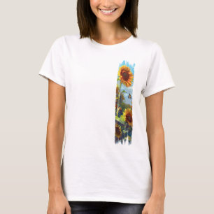 Solros och fjäril, brushstroke-färg t shirt