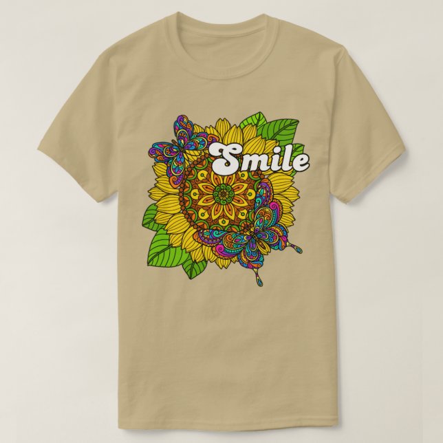Solros och fjäril-design för sjömil Hippy T Shirt (Design framsida)