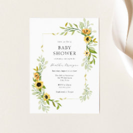 Solros och Grey Ram Baby Shower Inbjudningar