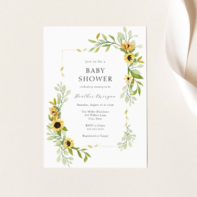 Solros och Grey Ram Baby Shower Inbjudningar (Skapare uppladdad)