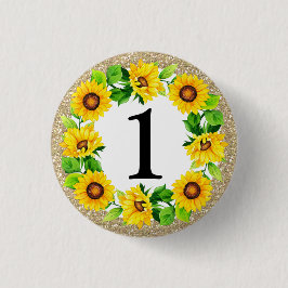 Solros och Guld Flicka födelsedag, Anpassningsbar Knapp