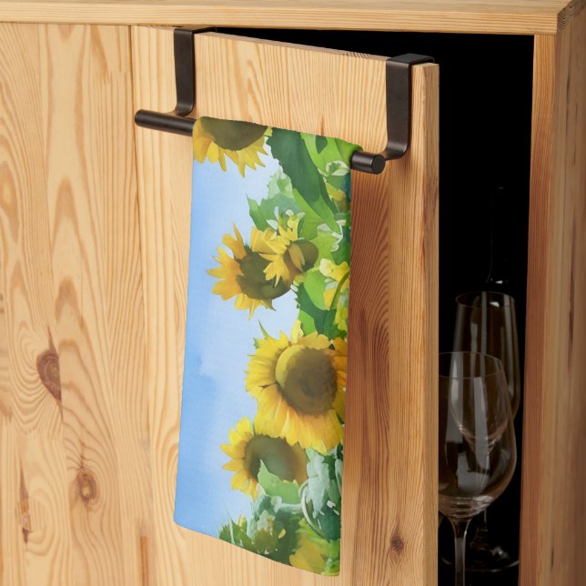 Solros och Himmel Art Flower Kitchen Towel Kökshandduk (Thirds Fold)