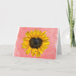 Solros och Ladybug på Gingham Kort
