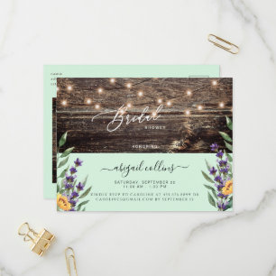 Solros och Lavender Rustic Mint-Möhippa Inbjudan Vykort