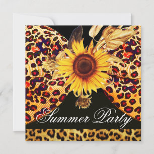 SOLROS OCH LEOPARD PÄLS BÅGE SOMMAR TRÄDGÅRD  FEST INBJUDNINGAR