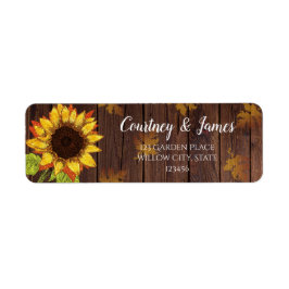 Solros och Löv | Rustic Wood Landsbyggsbröllop Returadress Etikett