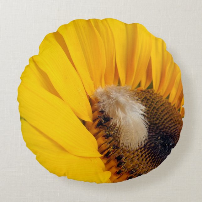 Solros och ludd Dekorativ kudde (Framsidan)