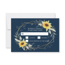 Solros och marin blå geometrisk Rustic Bröllop