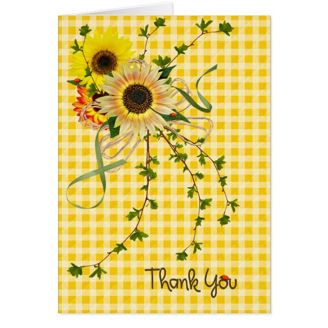 Solros och Nyckelpiga tack OBS Kort (Framsidan)