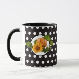Solros och Pumpkin White-Black Polka Dot Mugg