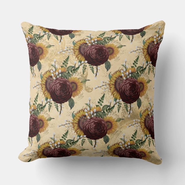 Solros och Ranunculus Kudde (Framsida)