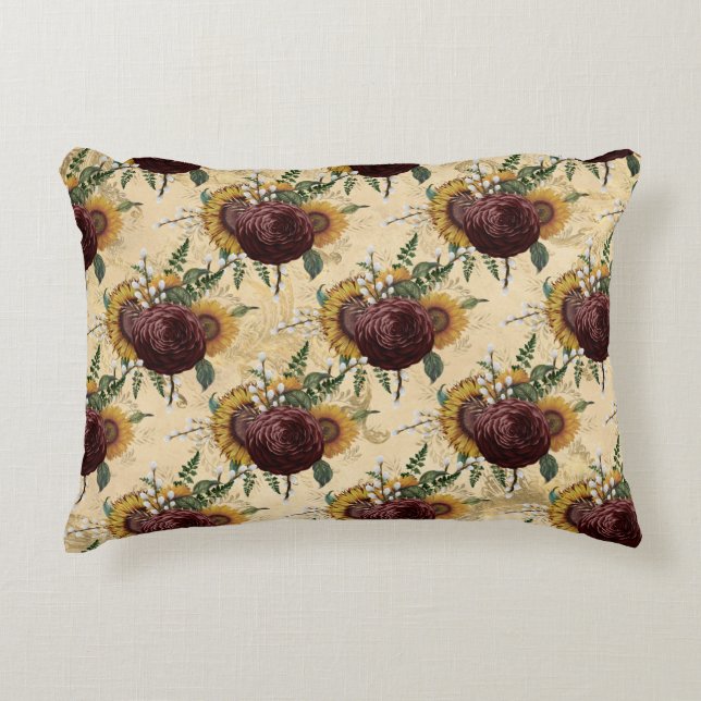 Solros och Ranunculus Prydnadskudde (Framsidan)