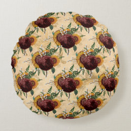 Solros och Ranunculus Rund Kudde