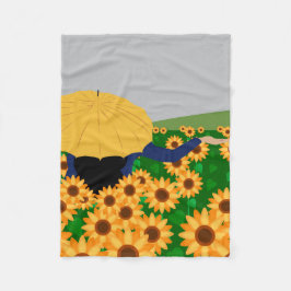 Solros och regn fleecefilt