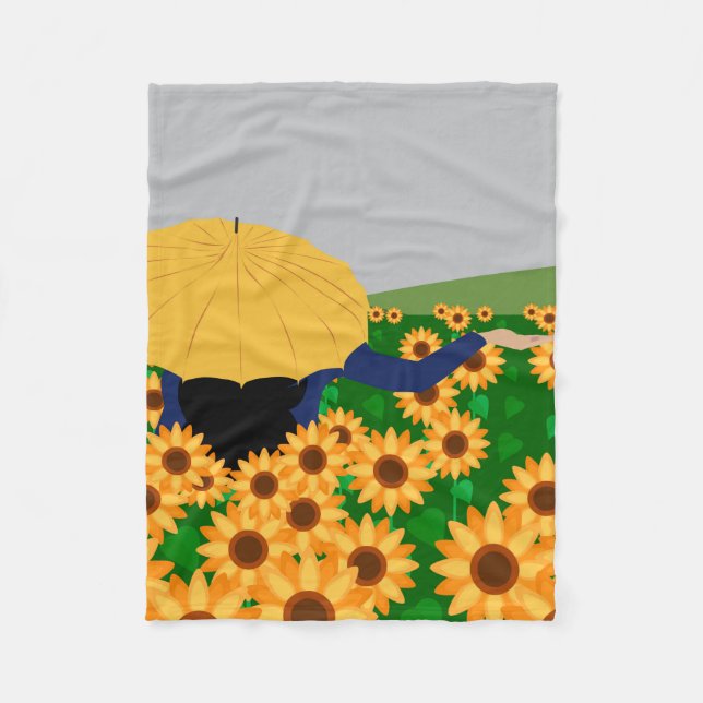 Solros och regn fleecefilt (Framsidan)