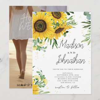 Solros och Ro Burgundy Red Navy Blue Bröllop Inbjudningar