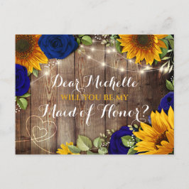 Solros och Ro kommer du att bli min Maid of honor Meddelande Vykort