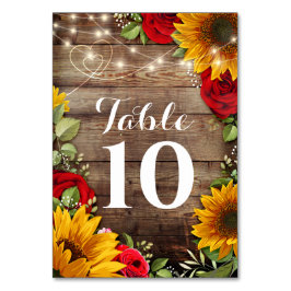 Solros och Ro Rustic Bröllop Bordsnummer