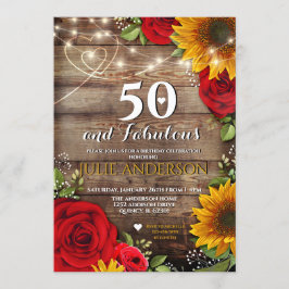 Solros och Ro Rustic Födelsedagsfest Inbjudningar