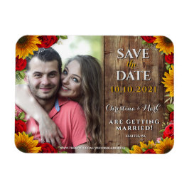 Solros och Ro Rustic Wood Light Photo Magnet