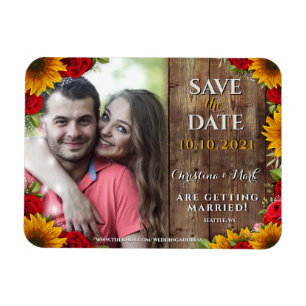 Solros och Ro Rustic Wood Light Photo Magnet
