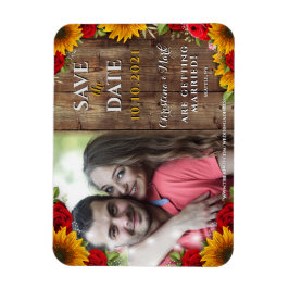 Solros och Ro Rustic Wood Light Photo Magnet